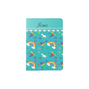 Name turquoise gymnastics rainbows unicorns passport holder
