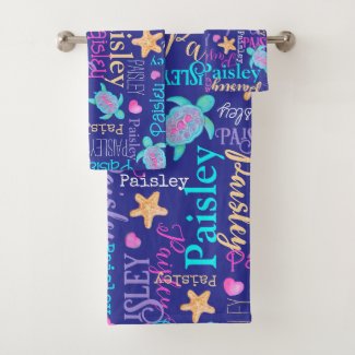 Name turtle seastar pattern pink blue aqua coral 