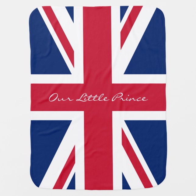 Name Union Jack Red White Blue Flag Baby Blanket (Front)