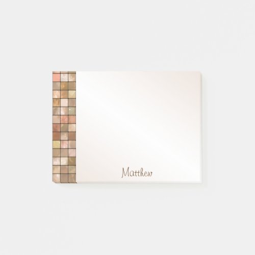 Name _ Variegated Brown Decorative Tile Pattern Post_it Notes