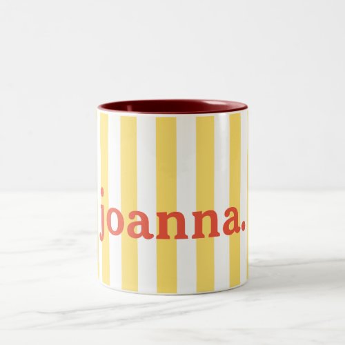 Name  Vintage Classic Yellow  White Stripes Two_Tone Coffee Mug