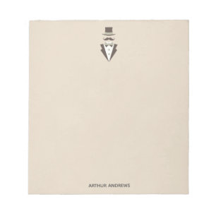 Name Vintage Mustache Man Top Hat Notepad