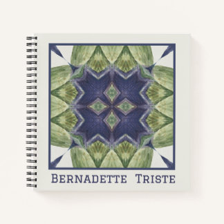 Name Watercolor Abstract Geometric Pattern Blue Notebook