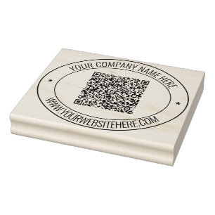 Name Website QR Code Round Rubber Stamp Template