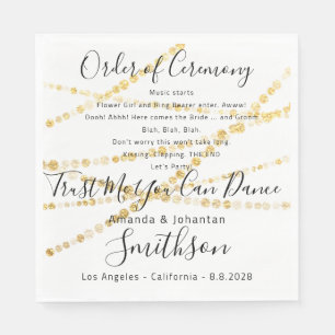 Name Wedding Program Gold Funny Quotes White Napkins