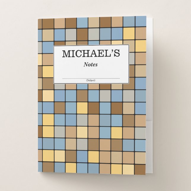 Name + Wheat Field Harvest Inspired Tiles Pattern Pocket Folder (Front)