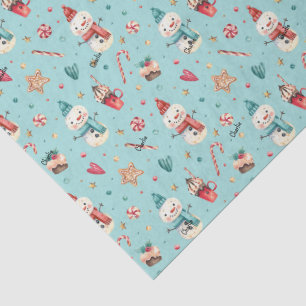 Name, Whimsy Snowman Sweets and Hearts Tissue Paper