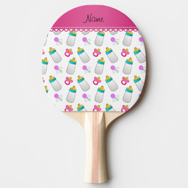 Name white baby bottle rattle pacifier Ping-Pong paddle (Front)