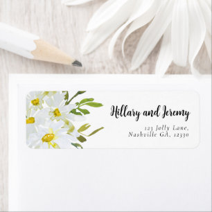 Name White Daisy Baby Shower Return Address Label