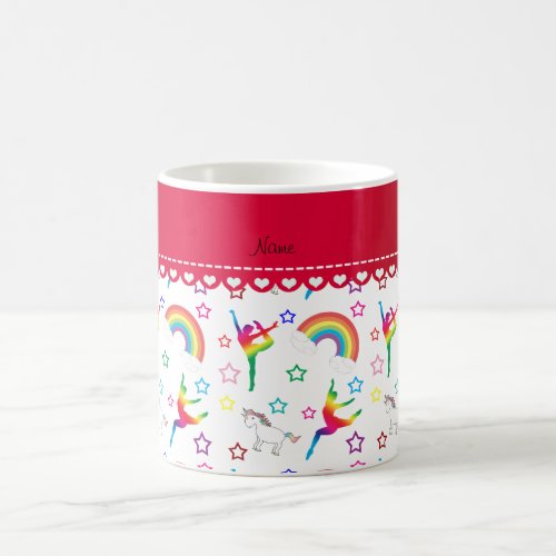 Name white gymnastics rainbows unicorns coffee mug