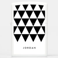 Name White Minimalist Black Triangle Pattern Zippo Lighter