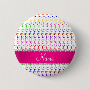 Name white pink rainbow gymnastics hearts stars button