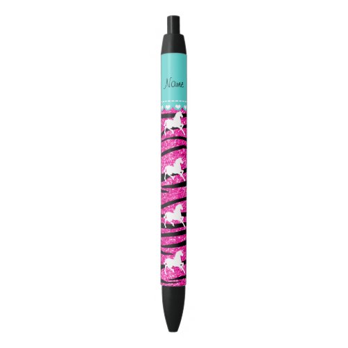 Name white unicorn hot pink glitter zebra stripes black ink pen