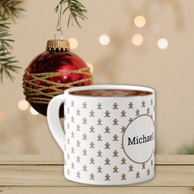 Name, Winter Holidays Gingerbread Man 6oz Espresso Cup (Creator Uploaded)