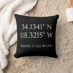  Name with GPS Coordinates and Photo Personalized Throw Pillow