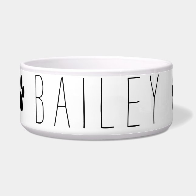 Name with Paw Print Bowl (Front)