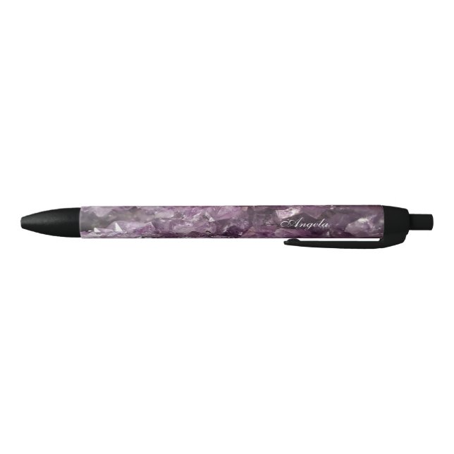 Name with Photo of Amethyst Crystals Pen (Bottom)