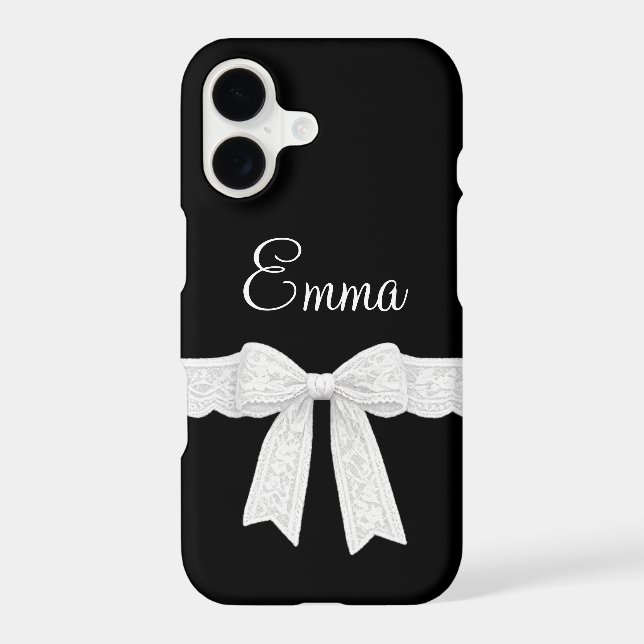 Name with White Ribbon and Bow iPhone Case (Back)