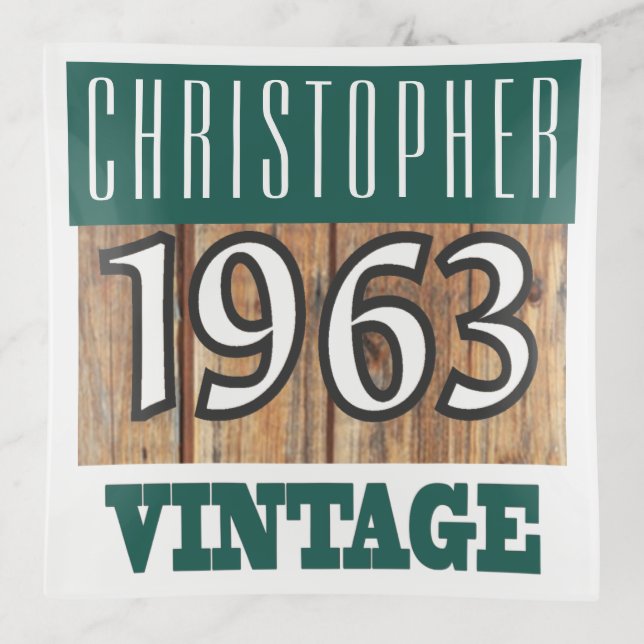 Name with Year 1963 Vintage Trinket Tray (Front)