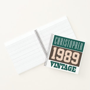 Name with Year 1989 Vintage Notebook