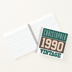 Name with Year 1990 Vintage Notebook