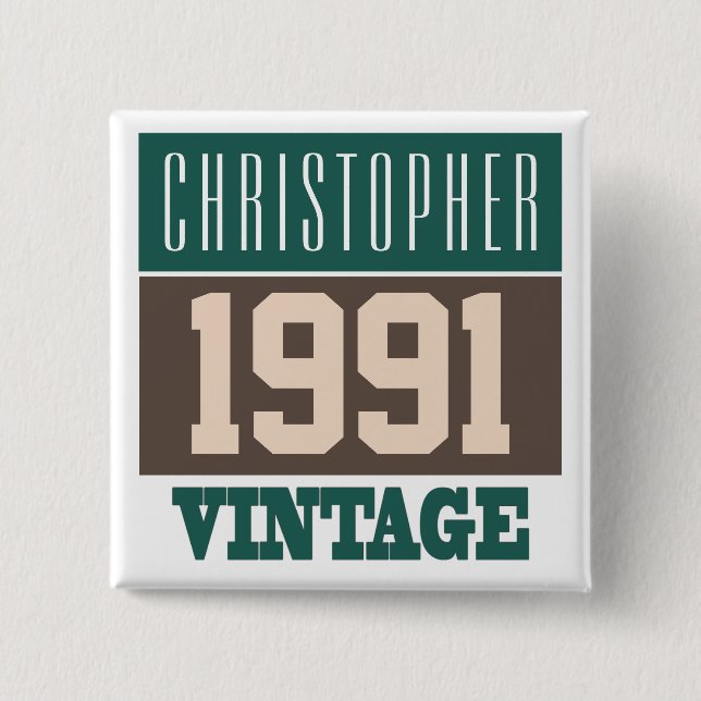 Name with Year 1991 Vintage Button (Front)