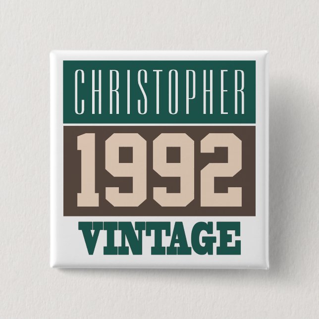 Name with Year 1992 Vintage Button (Front)