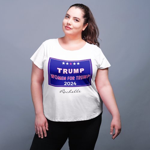 Name Women for Trump 2024 Deep Pink Accents Comfy Plus Size T_Shirt