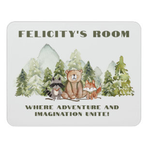 Name Woodland Animals Bear Mountains Trees Nursery Door Sign