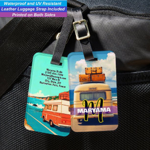 Name World Traveler Car Custom Monogram Initial Luggage Tag