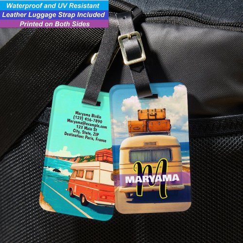 Name World Traveler Car | Custom Monogram Initial  Luggage Tag