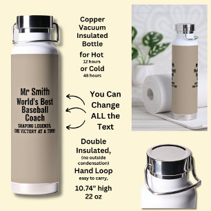 Name, Worlds Best Baseball Coach - Legends Water Bottle