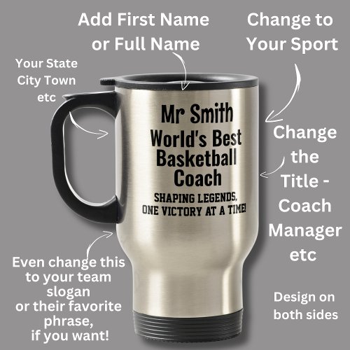 Name Worlds Best Basketball Coach  Travel Mug