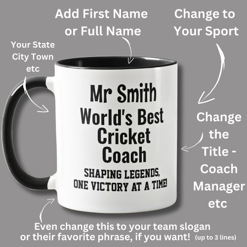 Name Worlds Best Cricket Coach  Mug