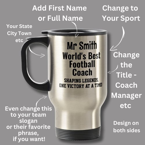 Name Worlds Best Football Coach  Travel Mug
