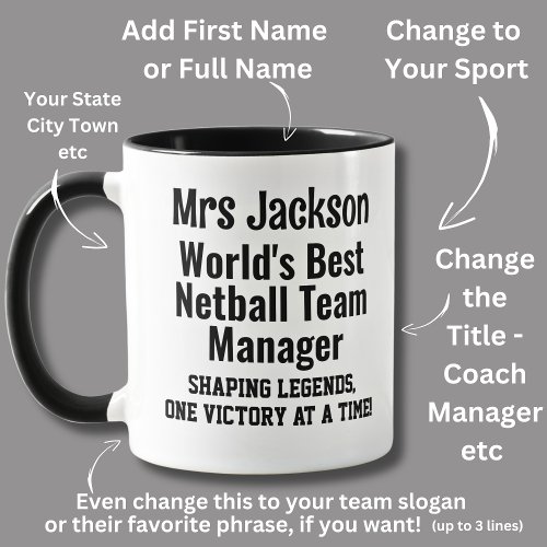 Name Worlds Best Netball Team Manager  Mug