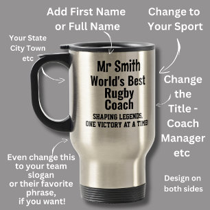 Name, Worlds Best Rugby Coach Travel Mug