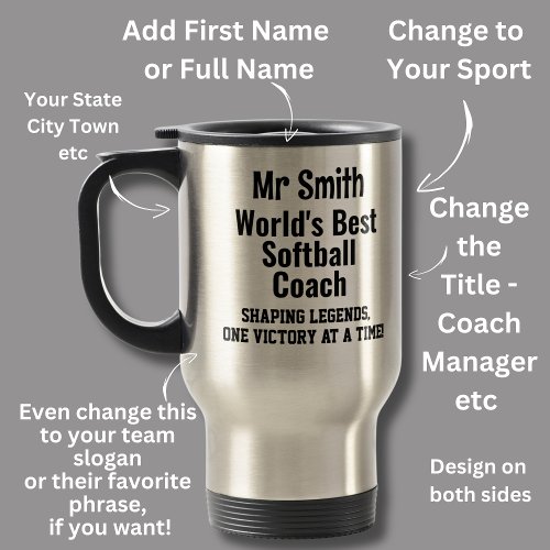 Name Worlds Best Softball Coach _ Legends Travel Mug