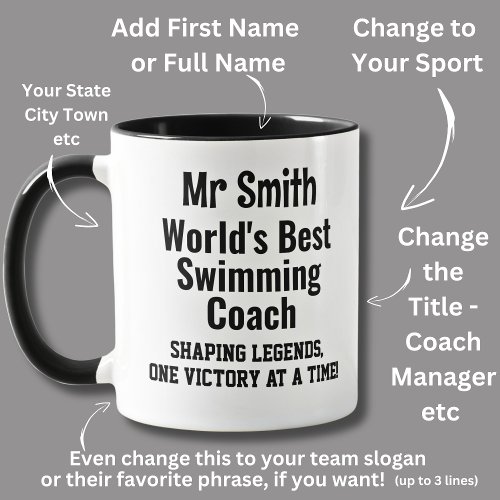 Name Worlds Best Swimming Coach  Mug