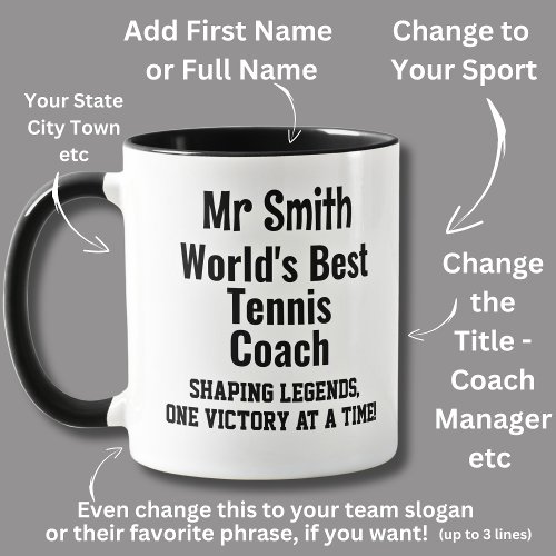 Name Worlds Best Tennis Coach  Mug