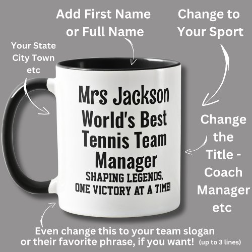 Name Worlds Best Tennis Team Manager  Mug