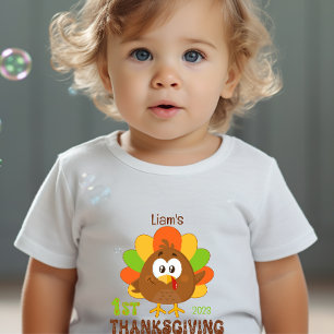 Name Year First Thanksgiving white Baby T-Shirt