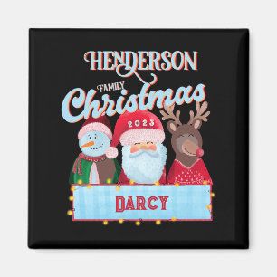 Name Year Matching Santa Family Christmas T Shirt Magnet