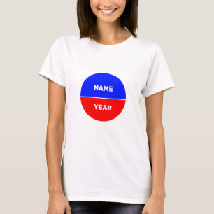Name & Year on Blue and Red Circle T-Shirt