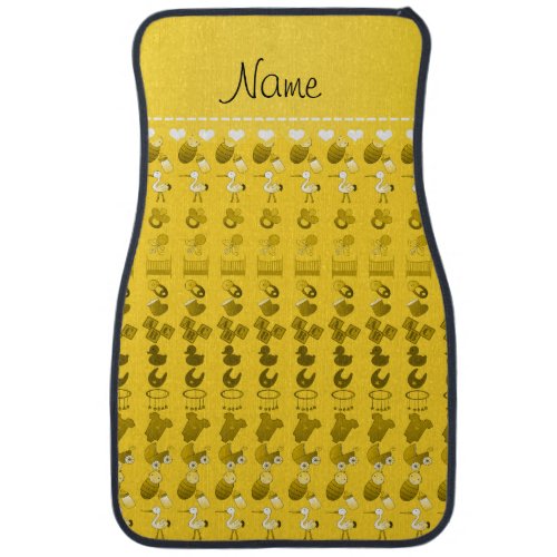 Name yellow baby bottle rattle pacifier stork car floor mat