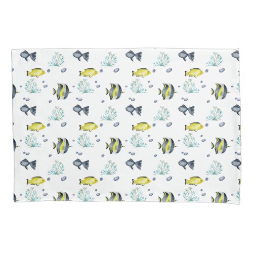 Name Yellow Blue Tropical Fish Pattern Nursery Pillow Case