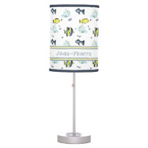 Name Yellow Blue Tropical Fish Pattern Nursery Table Lamp