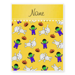 Name yellow frankenstein mummy pumpkins temporary tattoos