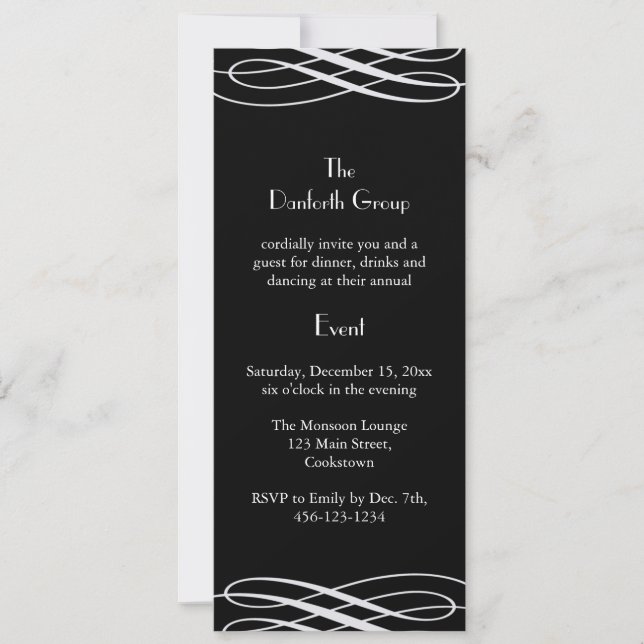 Name your Event Black with Ribbons Invitation (Front)