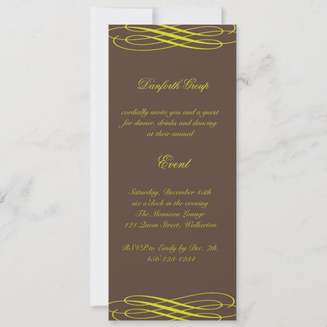Name your Event Chocolate with Golden Ribbons Invitation (Front)